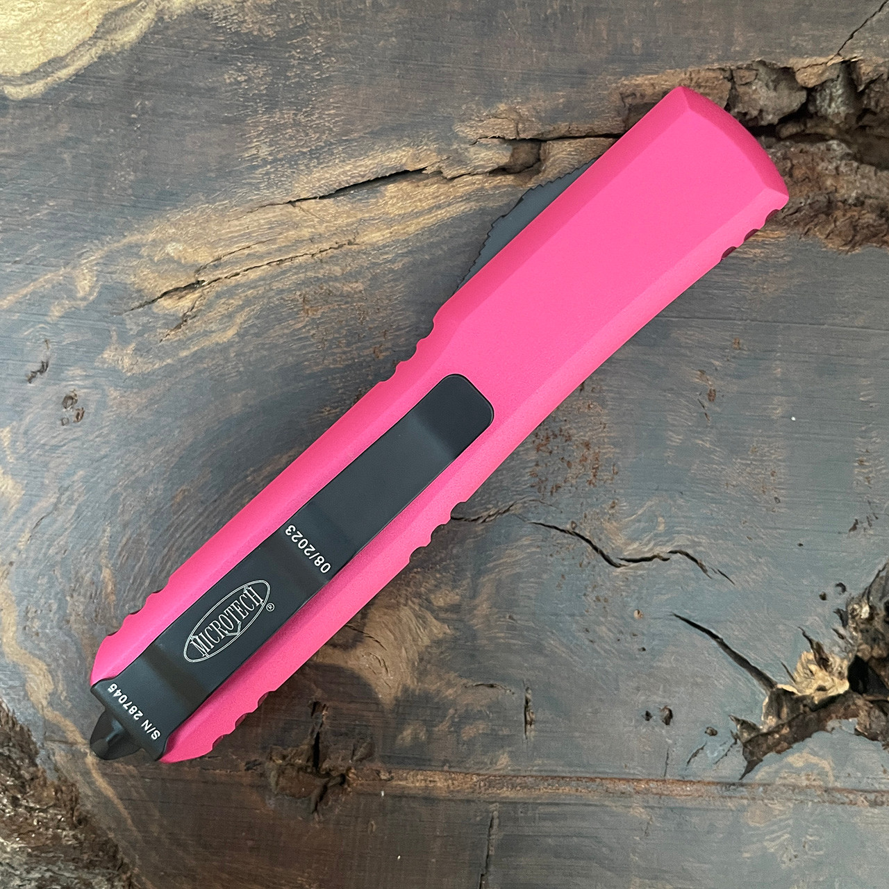 Microtech Ultratech S/E Pink Serrated 121-2PK | American Edge Knives