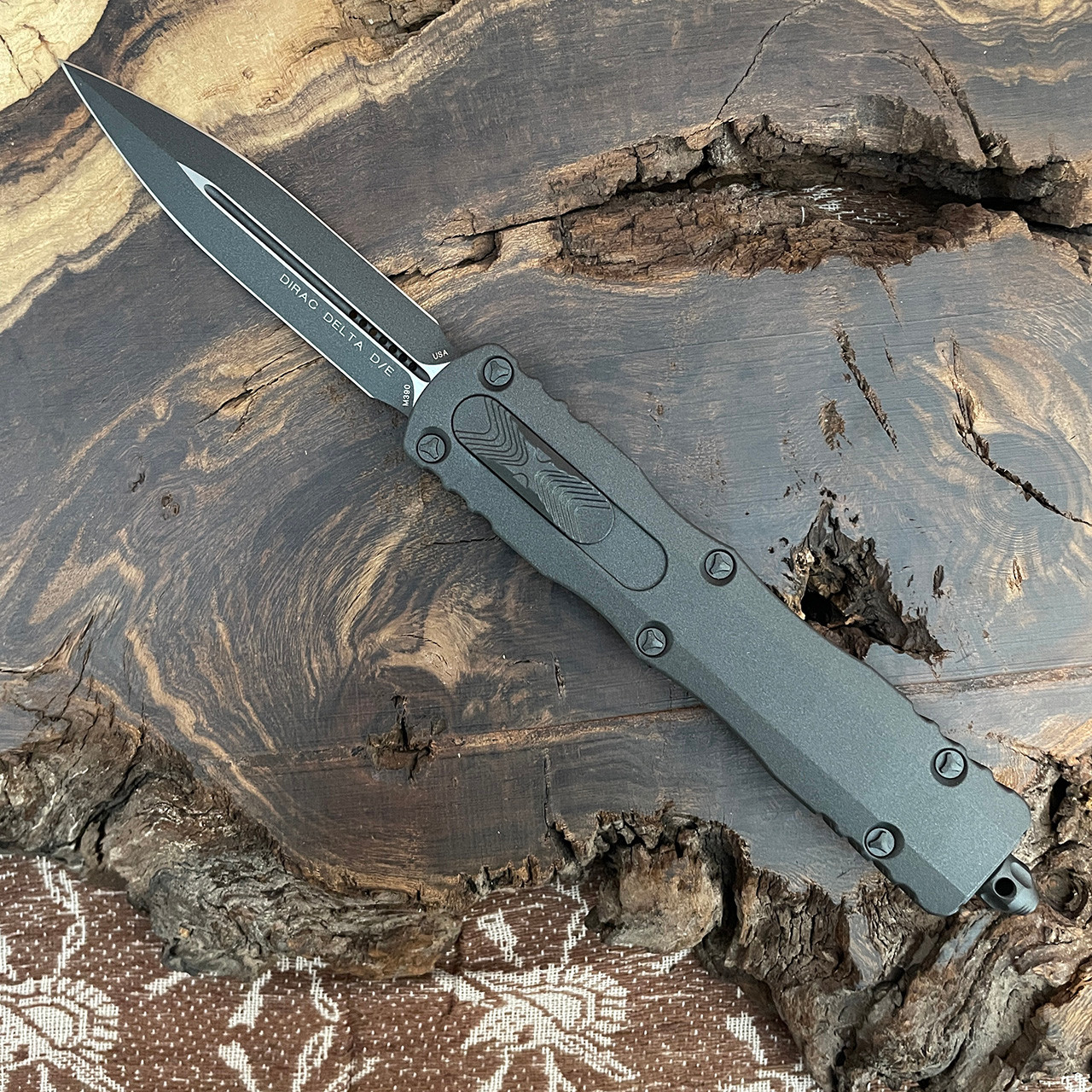 Microtech Dirac Delta D/E Cerakote Dark Tungsten Handle Black