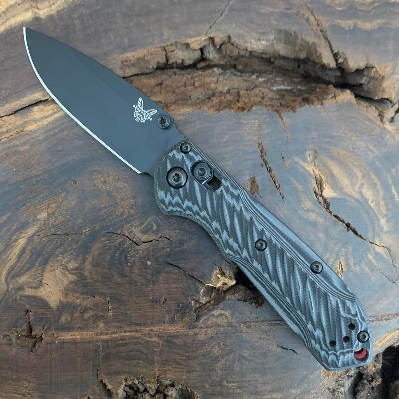 Benchmade Mini Freek Axis Lock Black Gray Milled G-10 Handle Black
