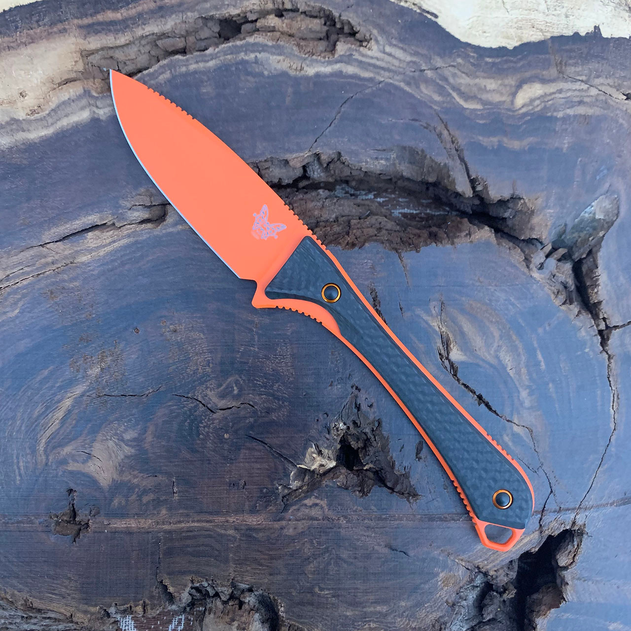 Benchmade Altitude Fixed Blade Carbon Fiber Handle Orange Blade
