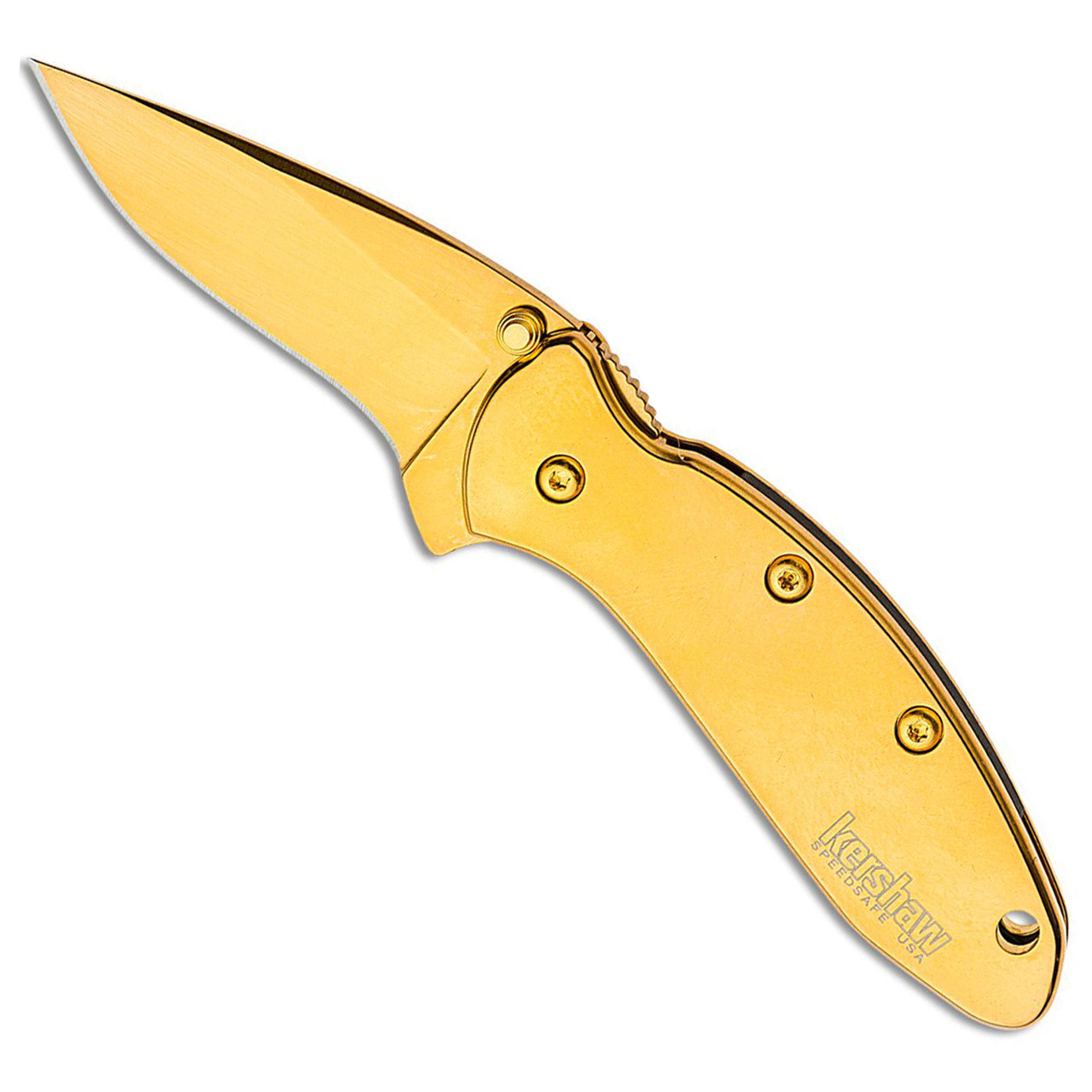 Kershaw Chive Assisted Liner Lock Gold Plated Handle Gold Plated