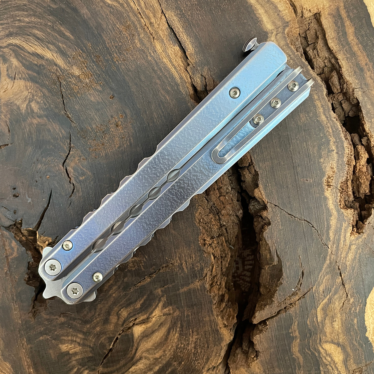 ProTech FlyFather Light to Dark Blue Fade Titanium Orange Peel Finish