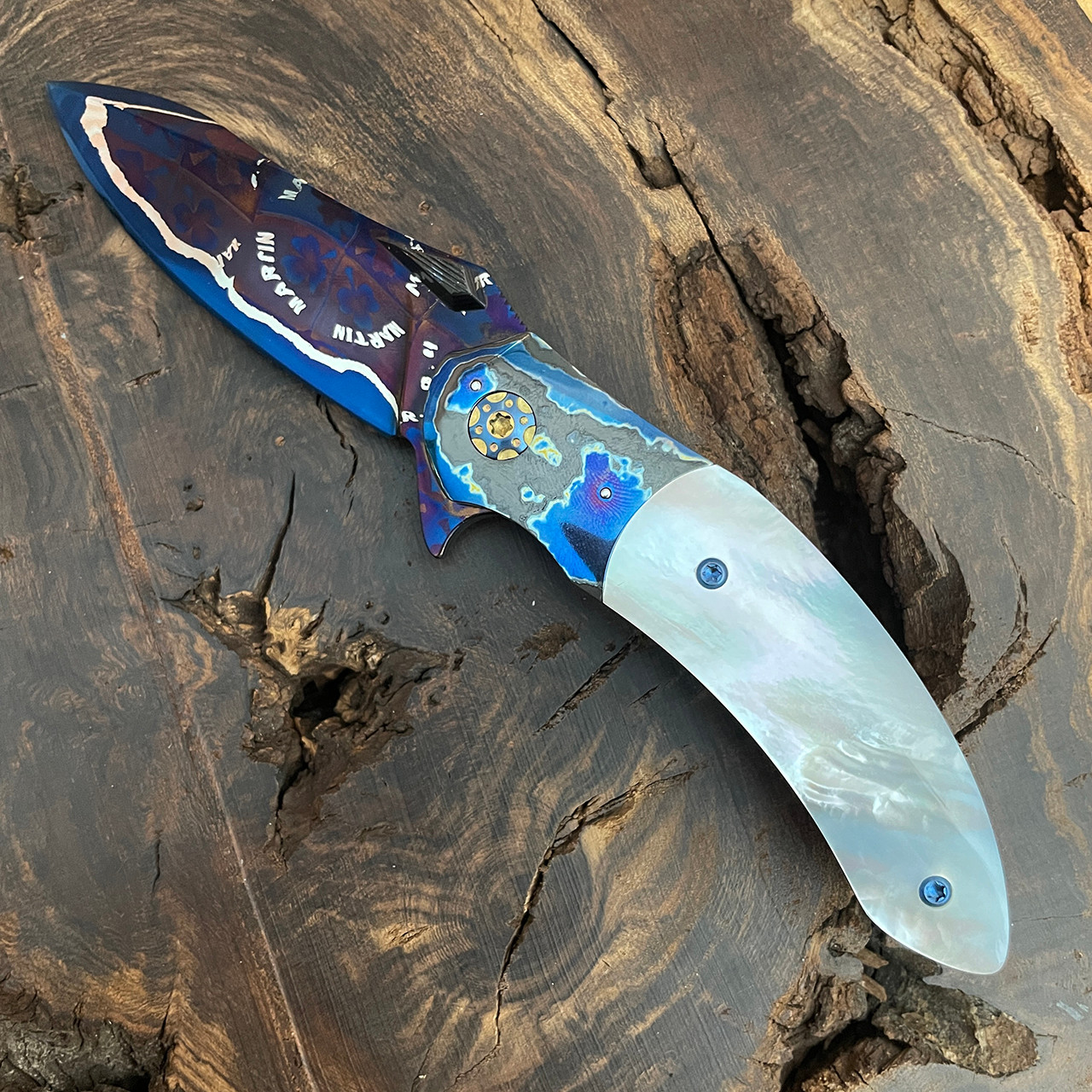 Peter Martin Custom QSB Flipper Mother of Pearl Handle Blued