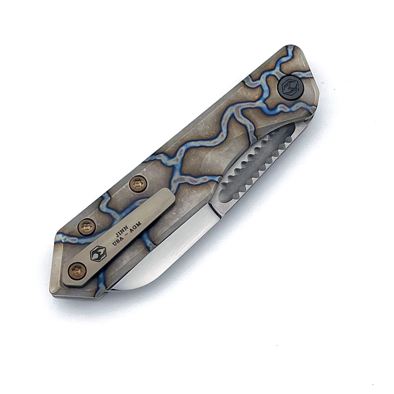 Heretic Knives Custom Jinn Slip Joint Flamed Titanium Handle High
