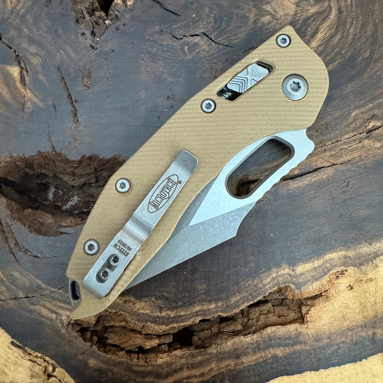 Microtech Borka Stitch RAM-LOK S/E Fluted Tan G-10 Apocalyptic