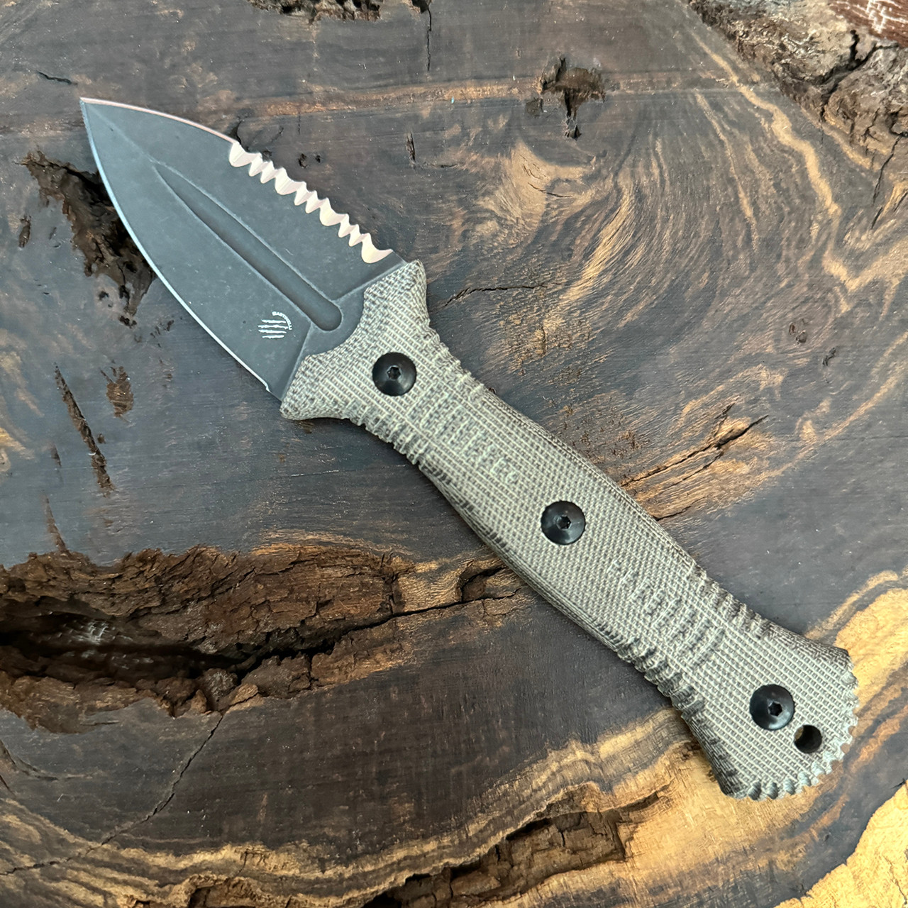 Bastinelli Creations Telum D/E Fixed Blade Green Canvas Micarta