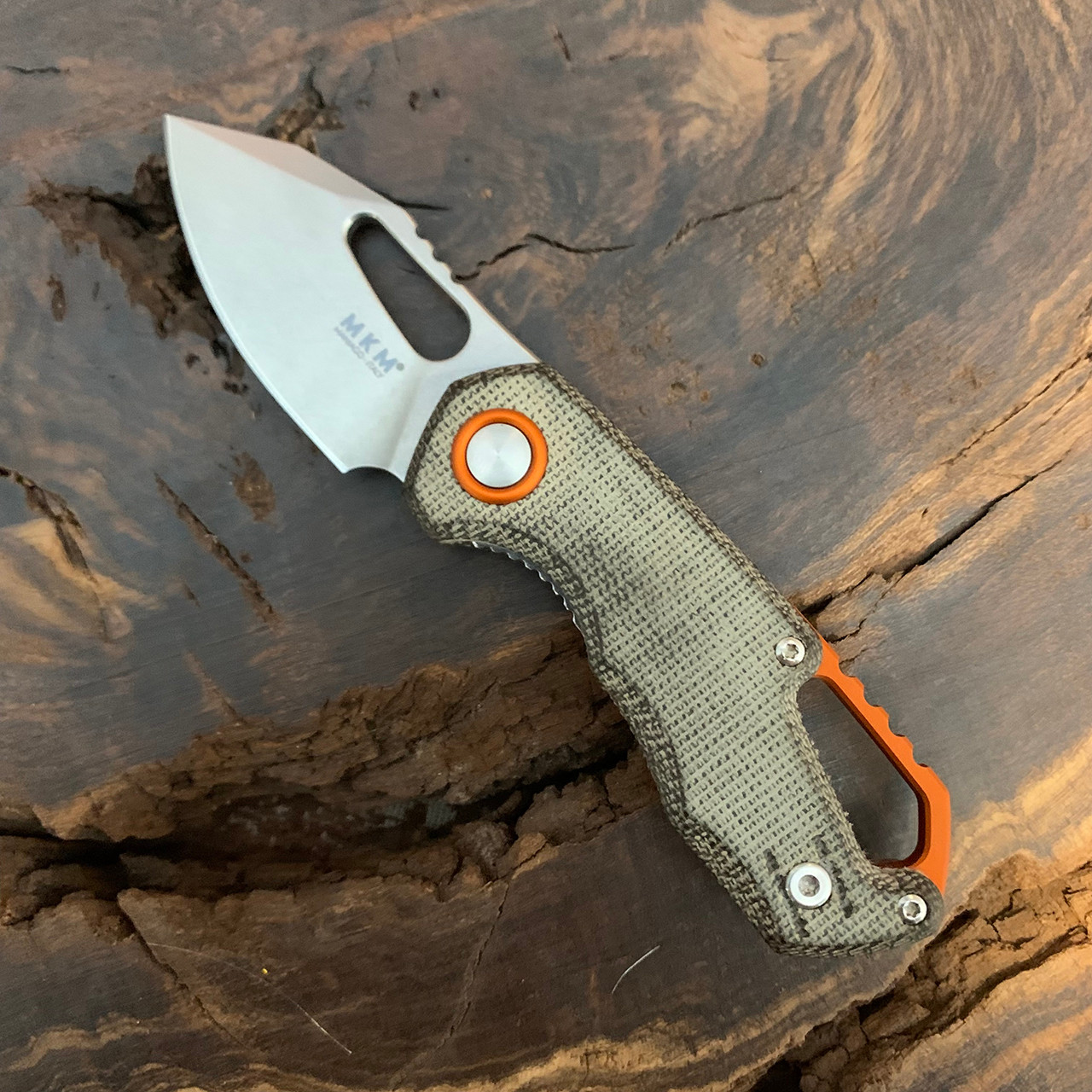 MKM Isonzo Liner Lock Green Micarta Handle Stonewashed Blade (Pre