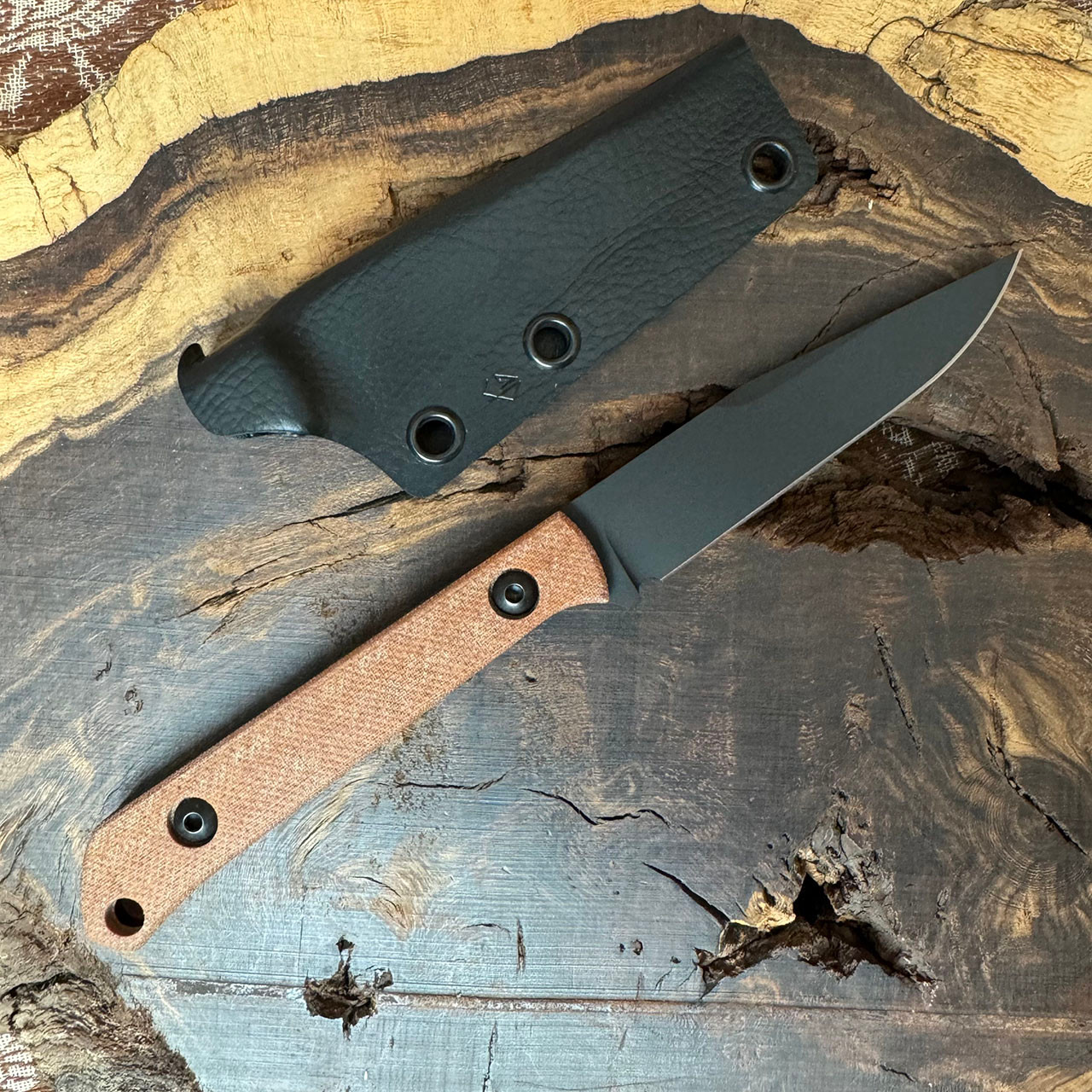 Jakeb Creates O Tickler Fixed Blade Natural Linen Micarta Handles Black ...