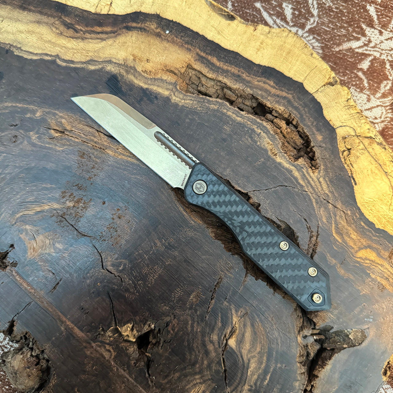 Heretic Knives Jinn Slip Joint Carbon Fiber Handle Stonewash
