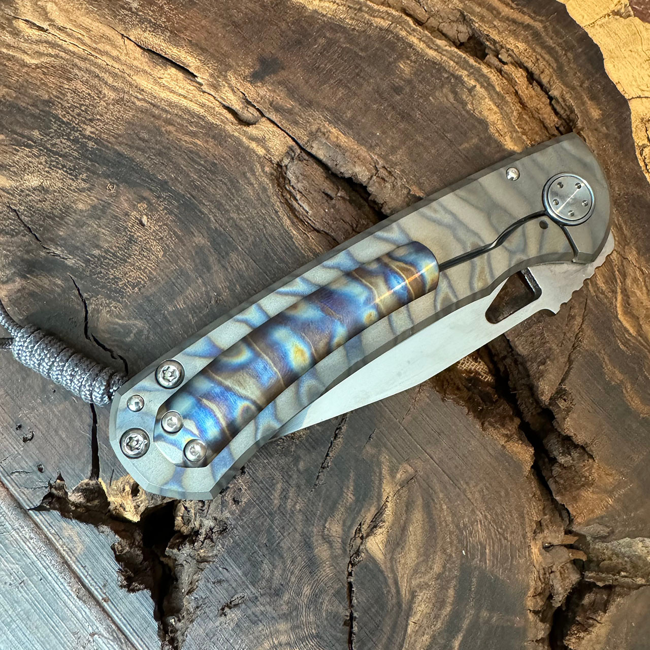 Harm Edged Tools Custom Resistor Frame Lock Flamed Titanium Handle Hand ...