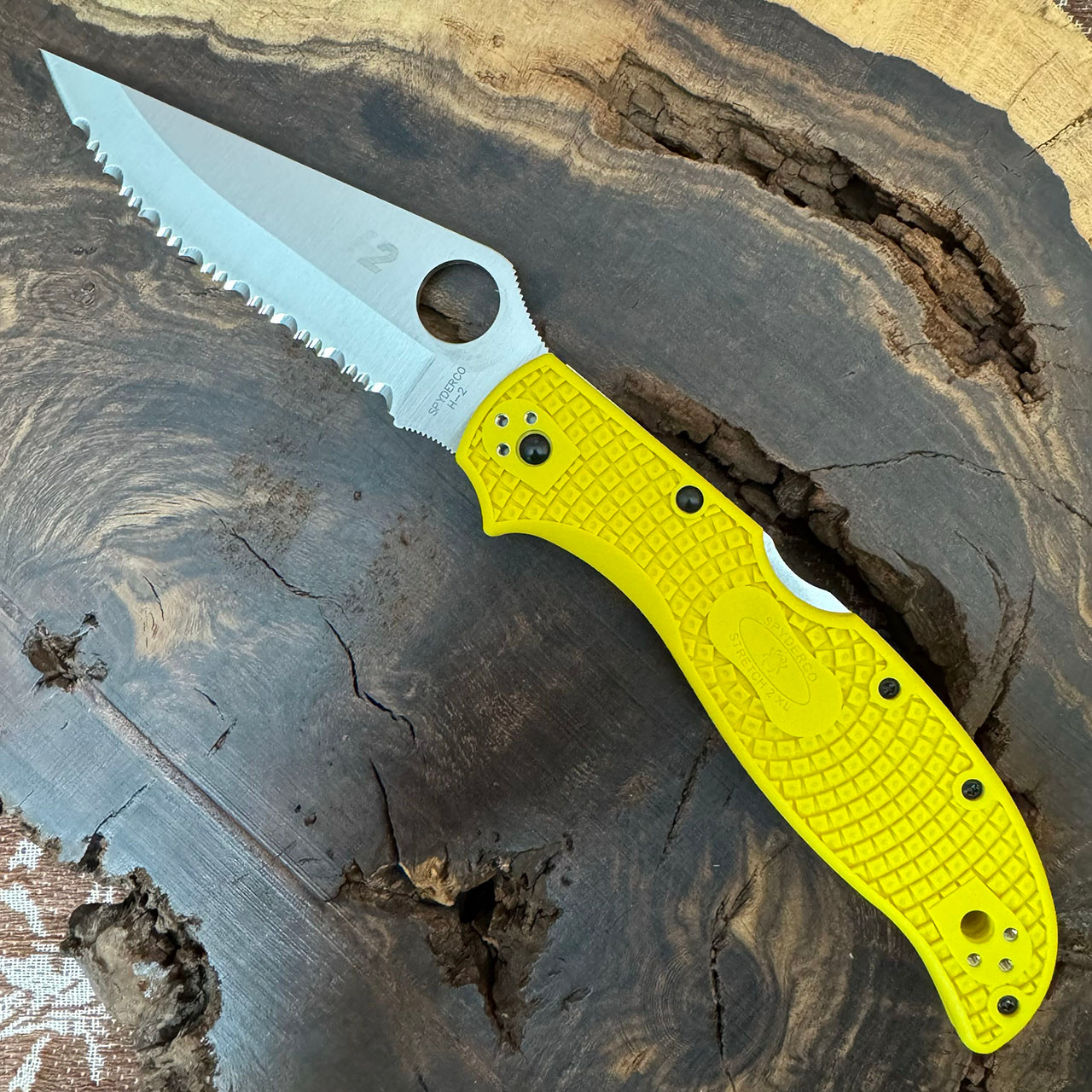 Spyderco Native 5 Salt Lock Back Yellow FRN Handle Satin Magnacut