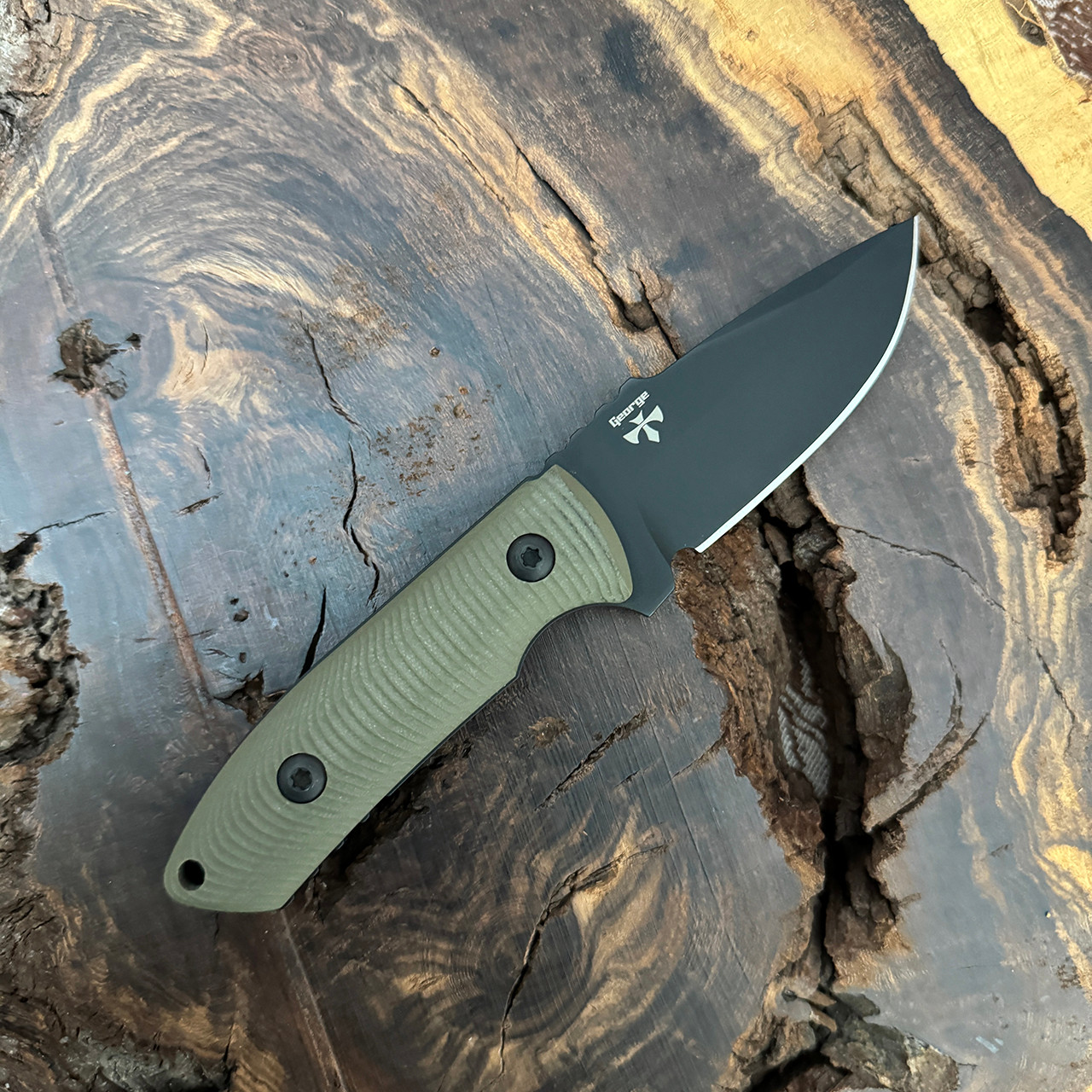 Pro-Tech Les George SBR Fixed Blade Green G-10 Handle DLC Blade