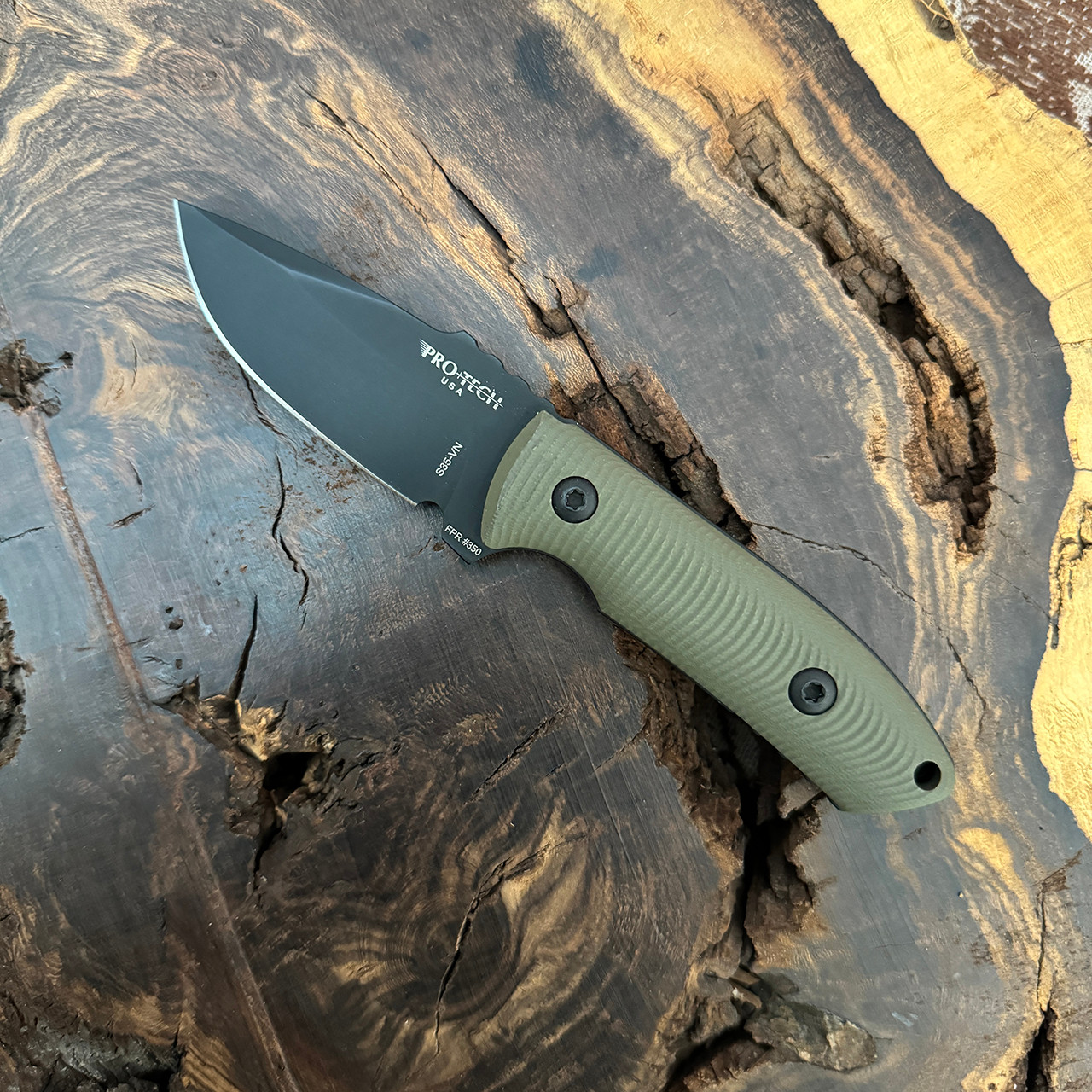 Pro-Tech Les George SBR Fixed Blade Green G-10 Handle DLC Blade