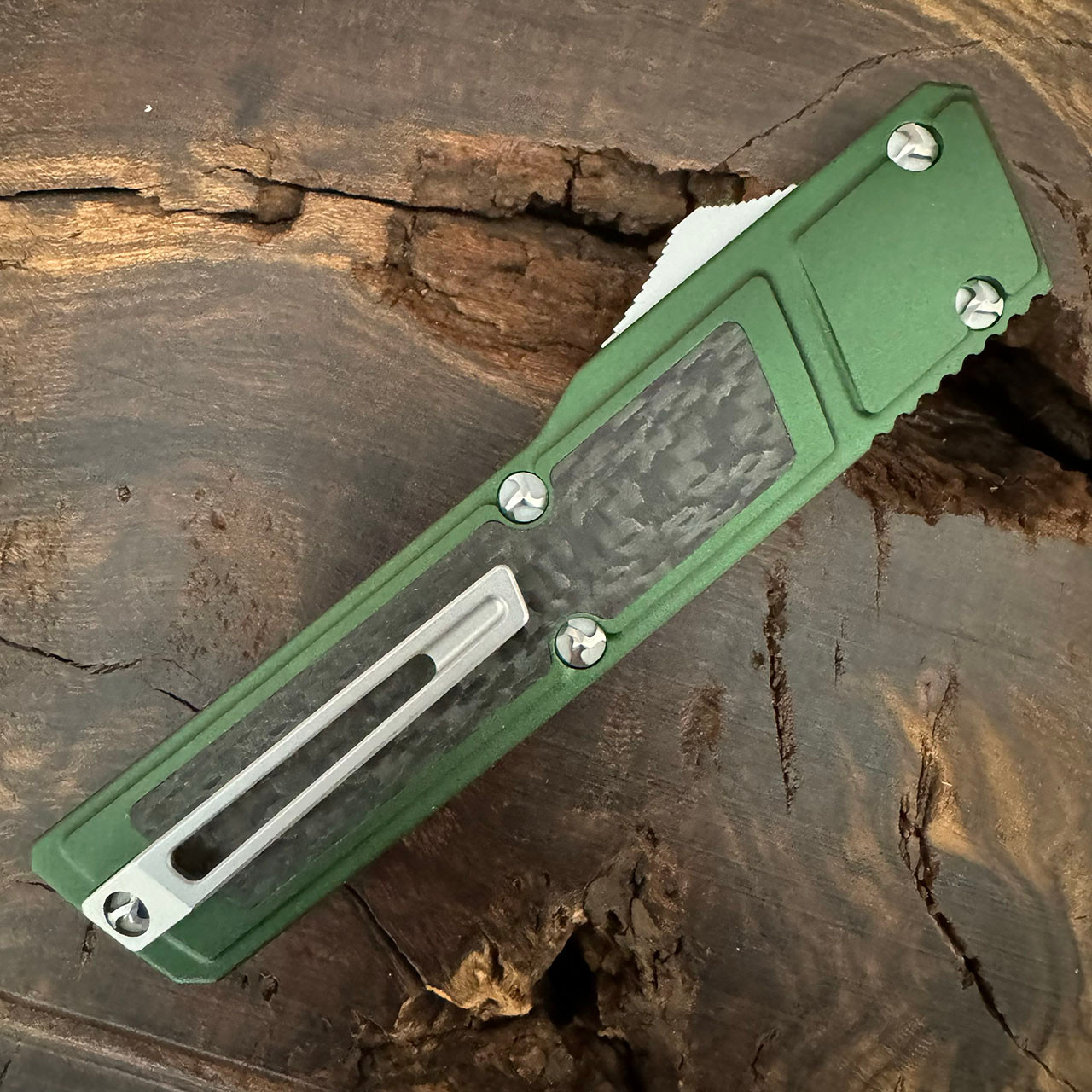 No Limit Knives Vespa Ripper OTF Green Aluminum Handle With Carbon