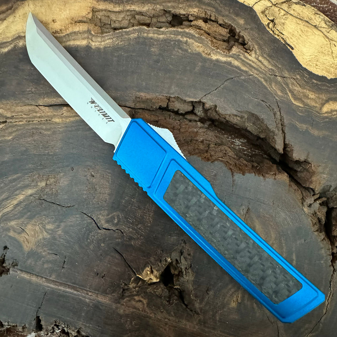 No Limit Knives Vespa Ripper OTF Blue Aluminum Handle With Carbon
