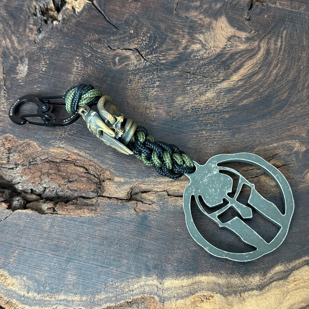Microtech Marfione Spartan Viper Skull Bead Lanyard w/ Spartan