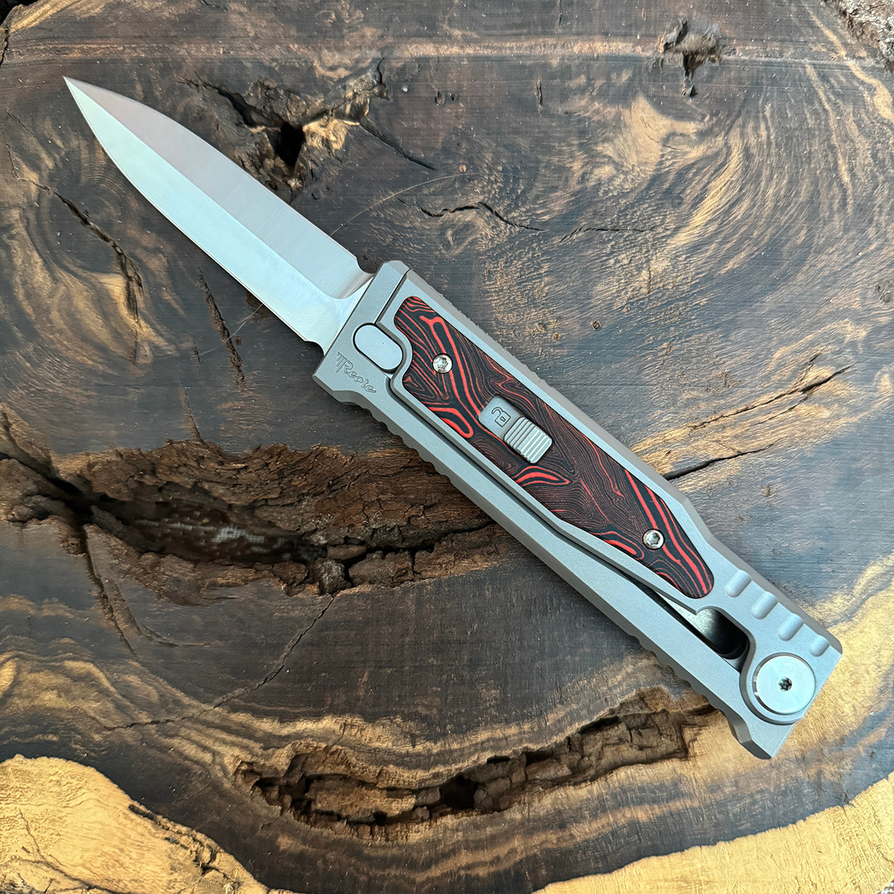 Reate EXO M D/E Gravity Knife Titanium Handle w/ Red Black G10