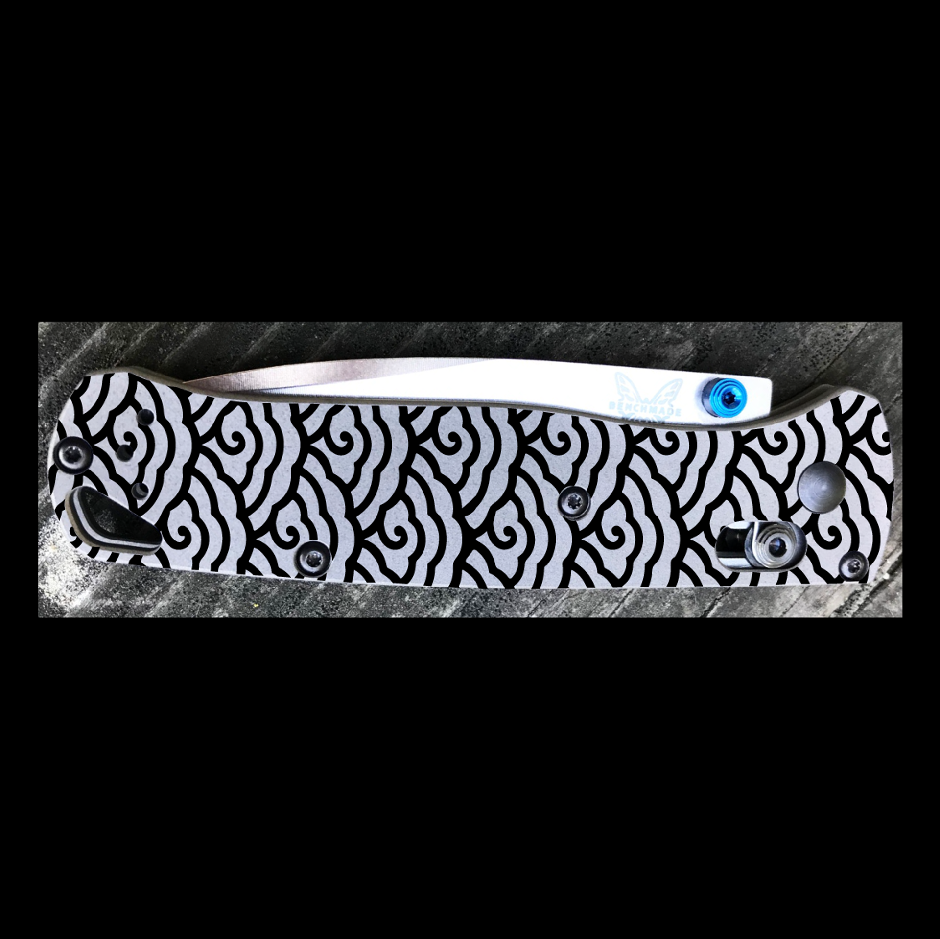 Japanese Waves Laser Engraving Full Coverage American Edge Knives