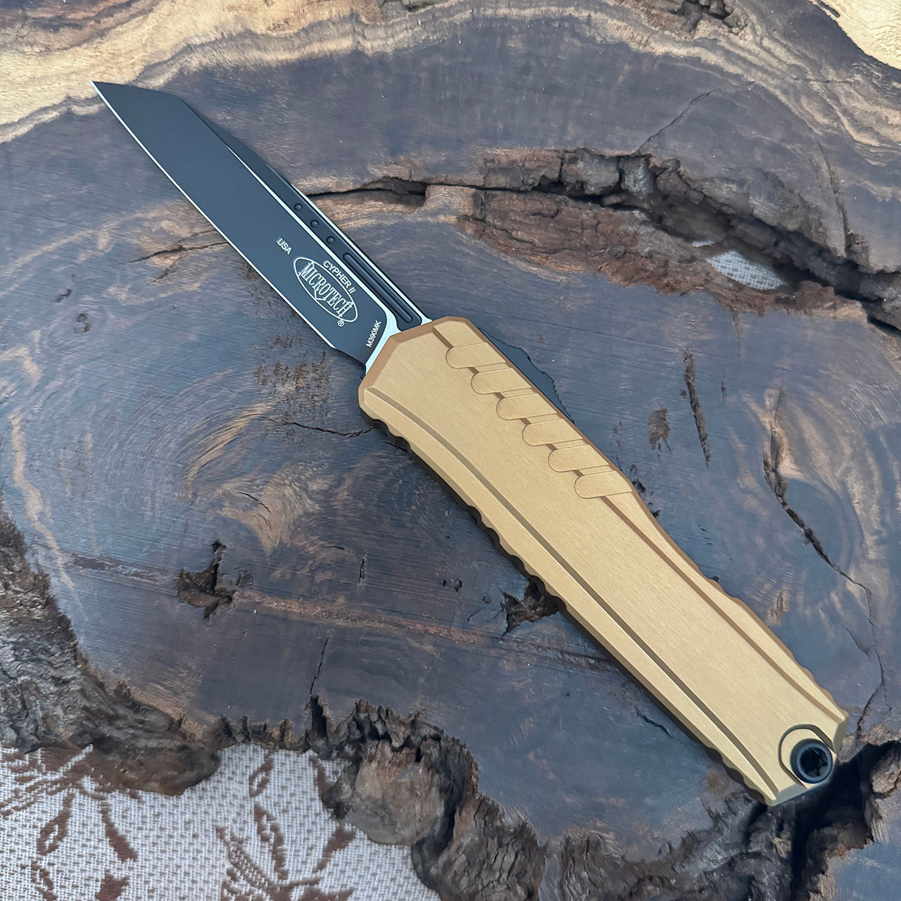Microtech Cypher II S/E Tan Standard 1241-1TA | American Edge Knives