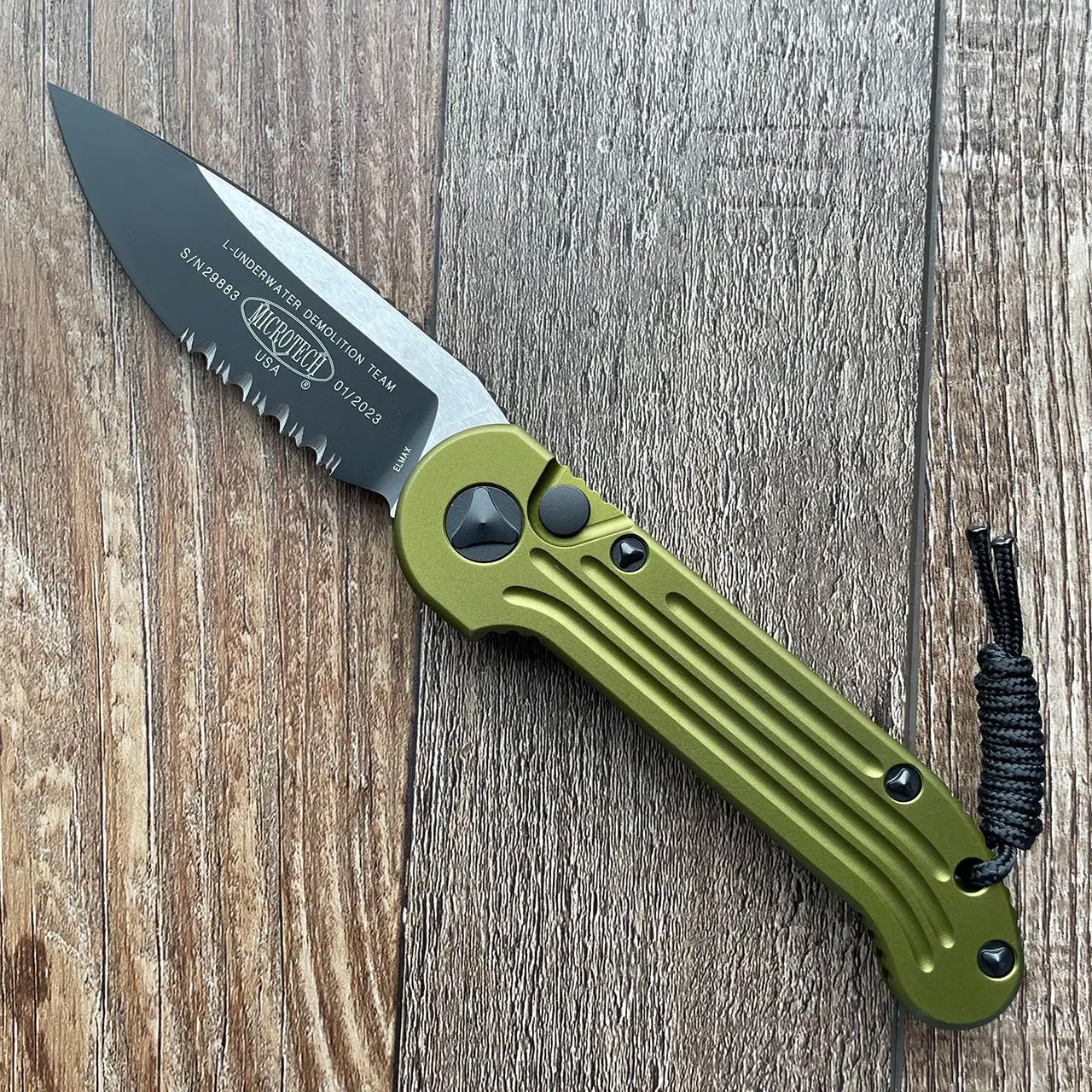 Microtech LUDT Auto OD Green Black Serrated 135-2OD | American Edge Knives