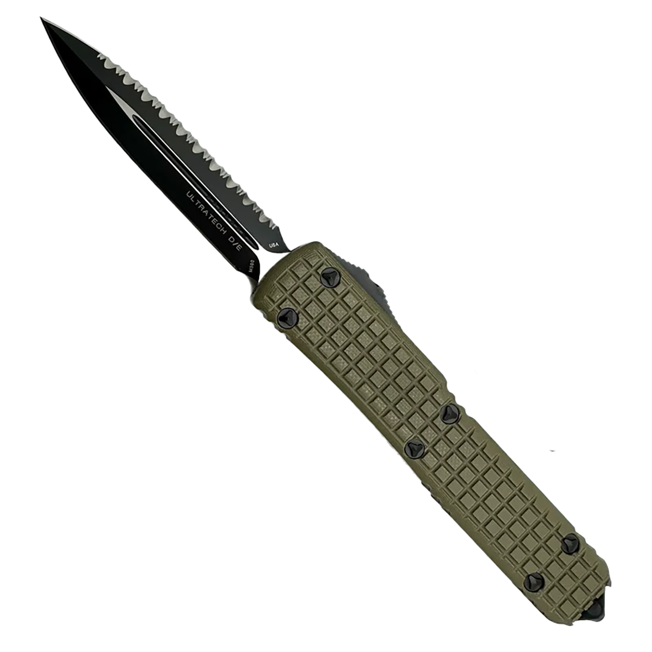 Microtech Ultratech D/E OD Green Frag G-10 Top Tactical Full Serrated ...