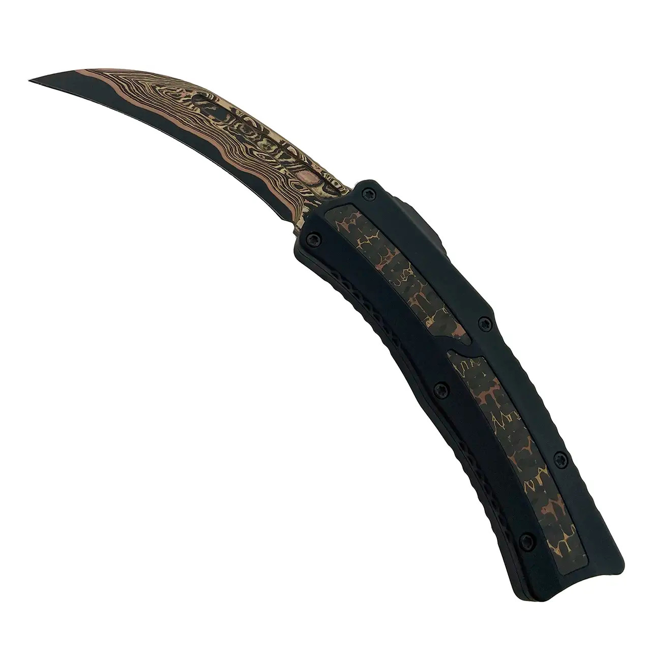 Heretic Knives Custom ROC Curved OTF Black Handle w/ Snakeskin Fat ...