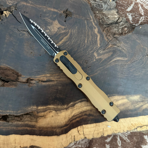 Microtech Dirac D/E Tan Full Serrated 225-3TA