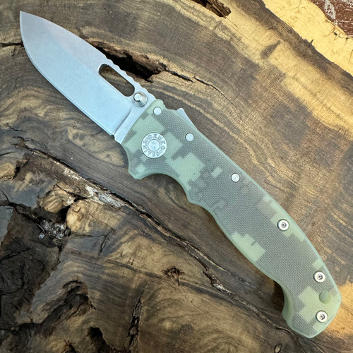 Demko MG AD20i Shark Lock Camo G10 Handle Stonewash Clip Point 20CV Blade