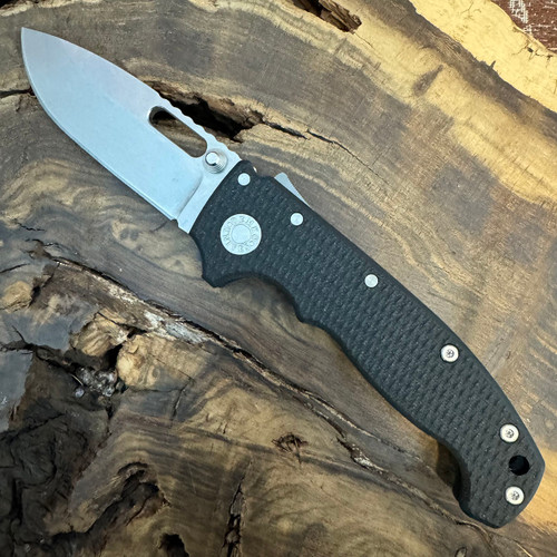 Demko MG AD20i Shark Lock Textured Black G10 Handle Stonewash Clip Point 20CV Blade