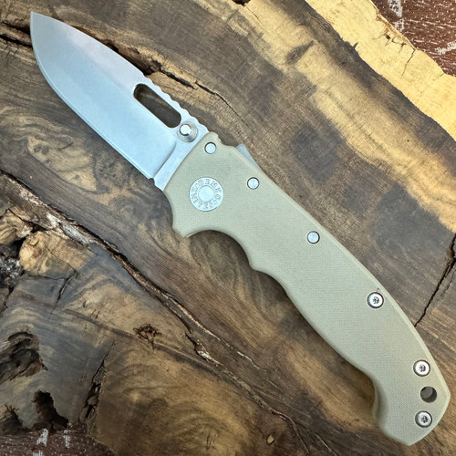 Demko MG AD20i Shark Lock Light Brown G10 Handle Stonewash Clip Point 20CV Blade