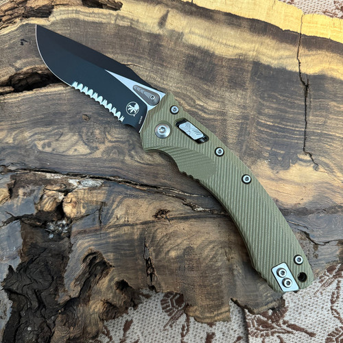 Microtech Amphibian RAM-LOK S/E Fluted OD Green G-10 Black Serrated 137RL-2FLGTOD