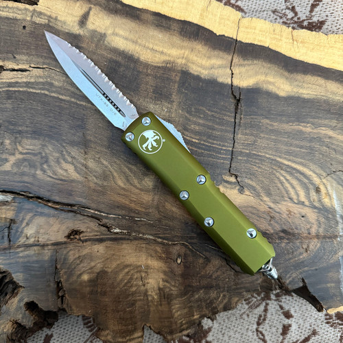 Microtech UTX-85 D/E OD Green Stonewash Full Serrated 232-12OD