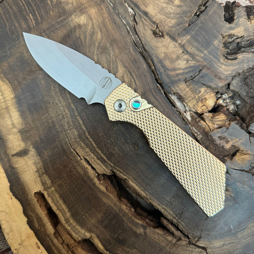 Pro-Tech Strider PT+ Auto Textured Bronzed Aluminum Handle Stonewashed MagnaCut Blade PT234