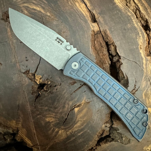 McNees Knives PM MAC 2 3.5 Gen 2 Atomic Blue/Bronze Frag Titanium Handle Matte Stonewash Drop Point Magnacut Blade