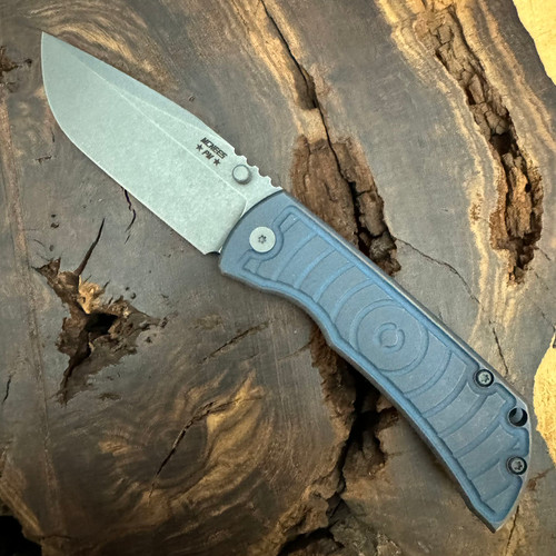 McNees Knives PM MAC 2 3.5 Gen 2 Atomic Blue/Bronze Shockwave Titanium Handle Matte Stonewash Drop Point Magnacut Blade