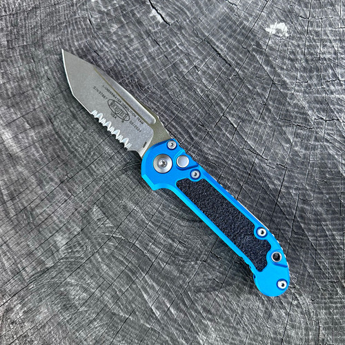 Microtech LUDT Blue Stonewash Serrated 135-11BL | American Edge Knives