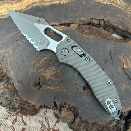 Microtech Borka Stitch RAM-LOK S/E Fluted Natural Clear Aluminum Apocalyptic Serrated 169RL-11APFLNC