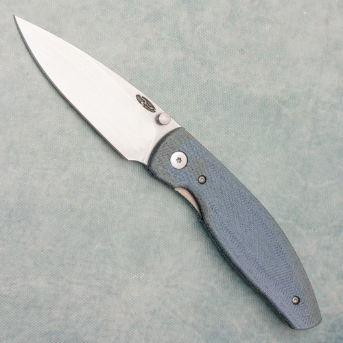 Three Rivers Manufacturing TRM Atom Liner Lock Lizard Skin Textured Denim Micarta Scales Stonewashed MagnaCut Blade