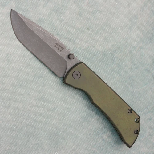 McNees Knives PM MAC 2 3 Gen 2 Atomic Green Bronze Titanium Handle Stonewash Magnacut Blade