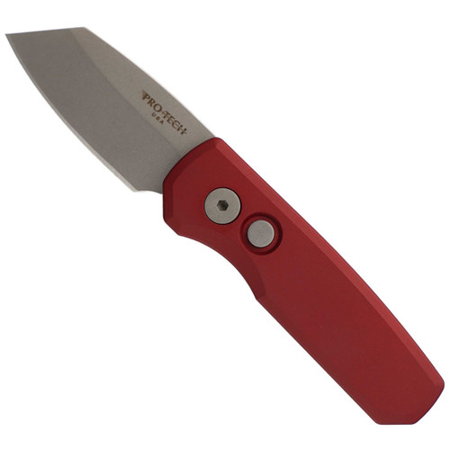 Pro-Tech Runt 5 Reverse Tanto Red Handle Stonewash Magnacut Blade R5401-RED
