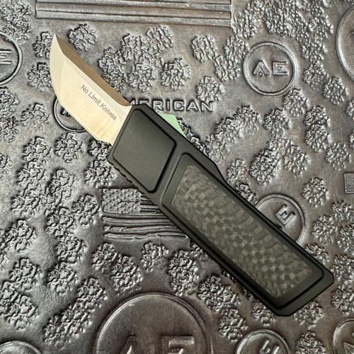 No Limit Knives Akuma OTF Black Aluminum Handle w/ Carbon Fiber Inlays Satin Blade