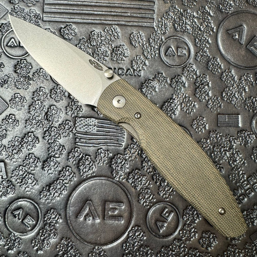 Three Rivers Manufacturing TRM Atom Liner Lock 3D OD Green Micarta Scales Stonewashed MagnaCut Blade