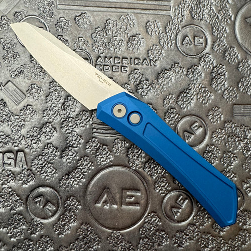 Pro-Tech Sinkevich Oligarch Auto Blue Aluminum Handles Stonewashed Blade DS101-BLUE