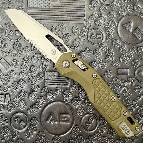 Microtech MSI "Lawnman" RAM-LOK Frag OD Green G-10 Handle Stonewash Part Serrated 210-11FRGTODLM