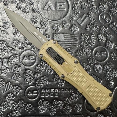 Benchmade Mini Claymore OTF Auto Ranger Green Grivory Handle Smoke Gray PVD Blade 3375GY-1