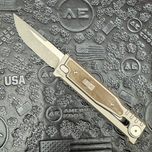 Reate EXO M S/E Gravity Knife Titanium Handle w/ Green Micarta Inlay Stonewashed Standard 3V Blade (Pre-owned)