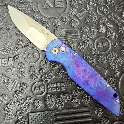 Pro-Tech TR-3 Solid "Jazz" Handle Mike Irie Hand Ground Mirror Polished Blade Pearl Button 2024TR-3CUSTOM001