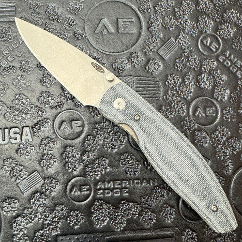 Three Rivers Manufacturing TRM Atom Liner Lock 3D Denim Micarta Scales Stonewashed 20CV Blade