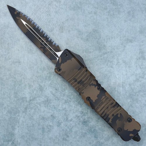 Microtech Combat Troodon D/E Coyote Camo Cerakote Full Serrated  Signature Series Serial Number 001 142-3CCS