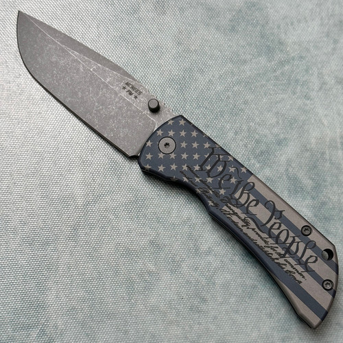 McNees Knives PM MAC 2 3.5 Gen 2 Atomic We The People Titanium Handle Matte Stonewash Flat Ground Drop Point Magnacut Blade